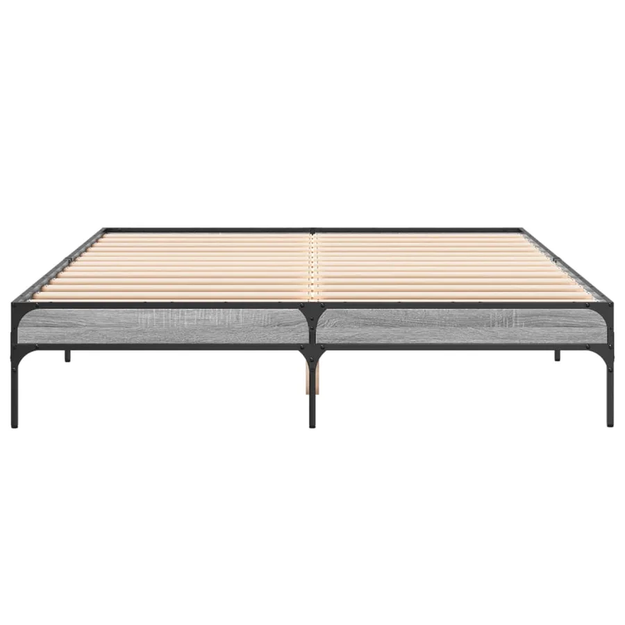 Cadre de lit sans matelas sonoma gris 150x200 cm - 4