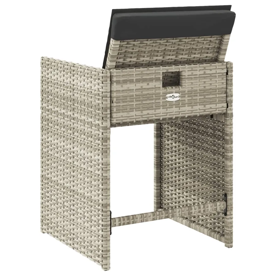 Chaises de jardin avec coussins lot de 4 gris clair poly rotin - 7