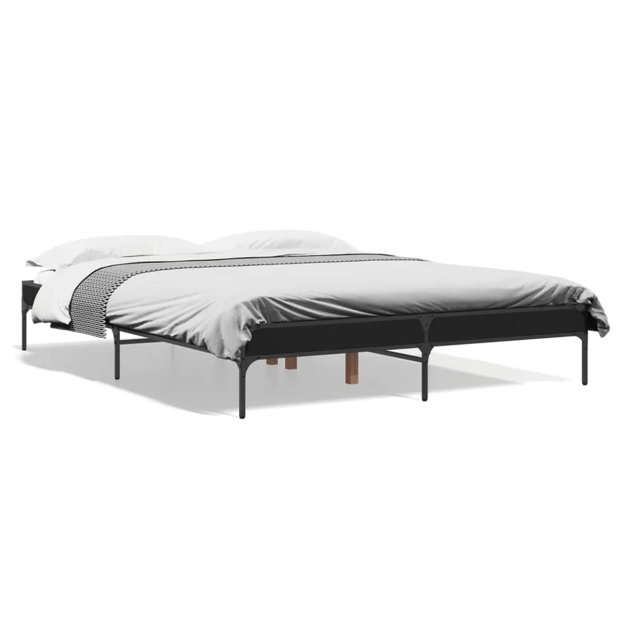 Cadre de lit sans matelas noir 140x200 cm - 2