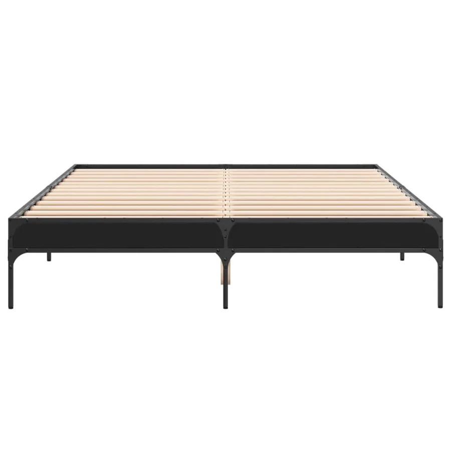 Cadre de lit sans matelas noir 140x200 cm - 4