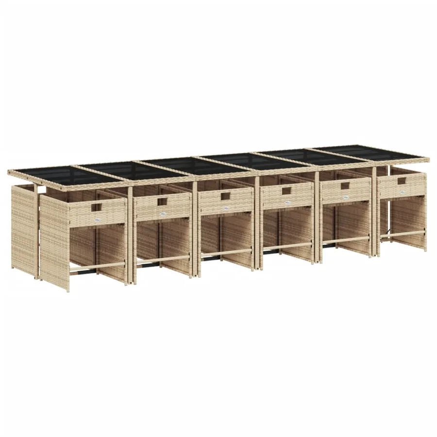Ensemble à manger de jardin et coussins 13 pcs beige - 3