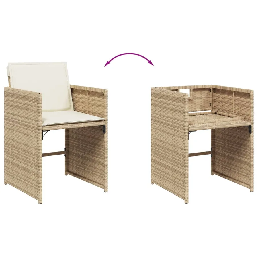 Ensemble à manger de jardin et coussins 13 pcs beige - 7