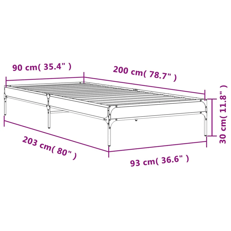 Cadre de lit sans matelas chêne marron 90x200 cm - 9