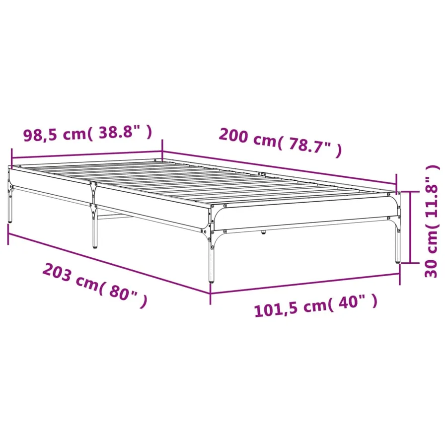 Cadre de lit sans matelas chêne fumé 100x200 cm - 9