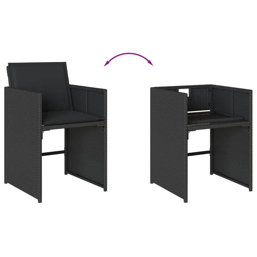 Ensemble à manger de jardin 17 pcs coussins noir résine tressée - 7