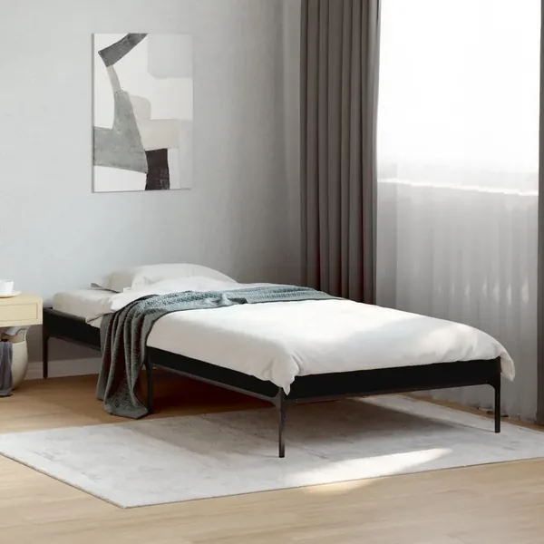 Cadre de lit sans matelas noir 75x190 cm
