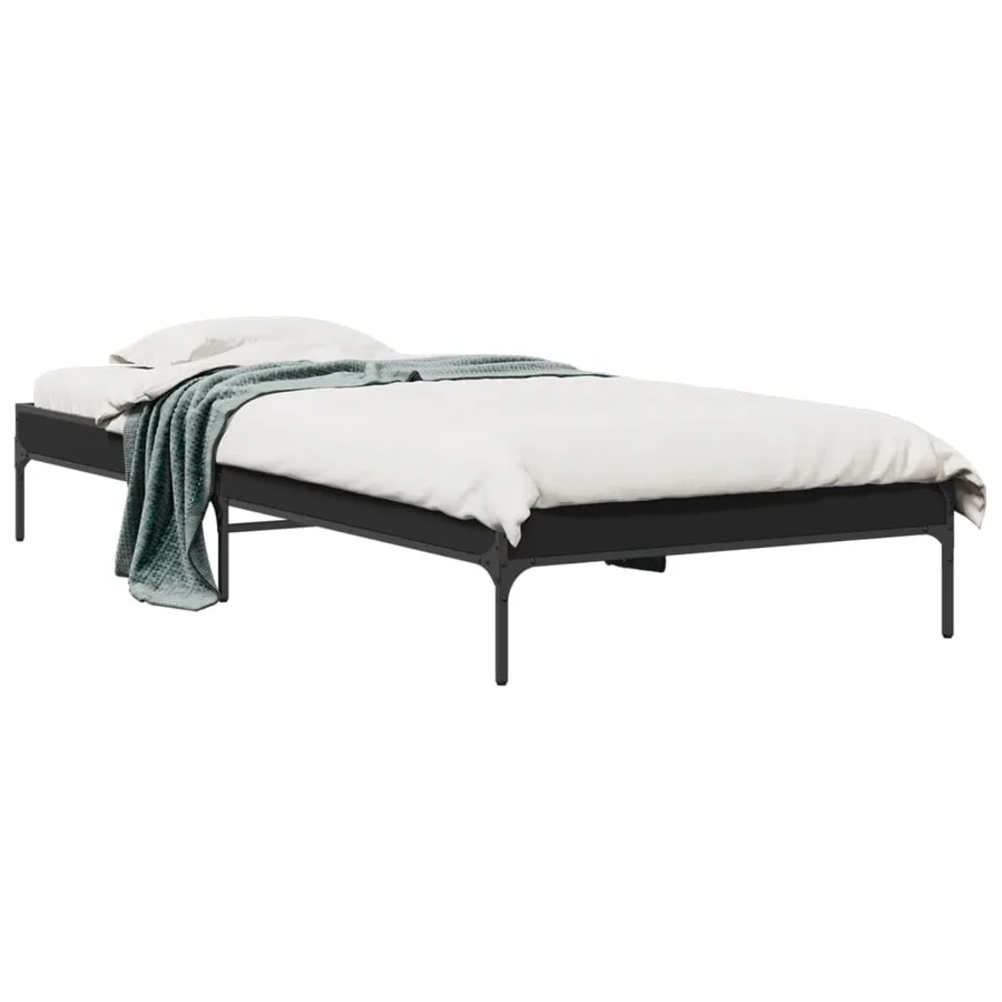 Cadre de lit sans matelas noir 75x190 cm - 2