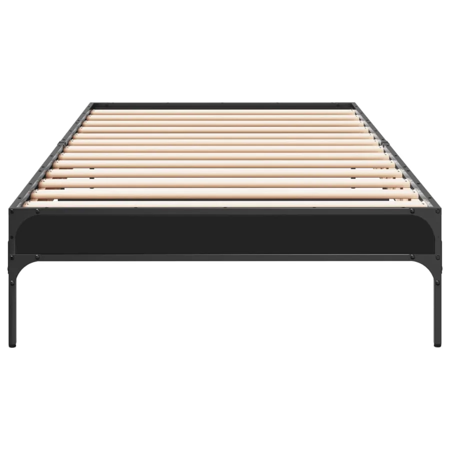 Cadre de lit sans matelas noir 75x190 cm - 4