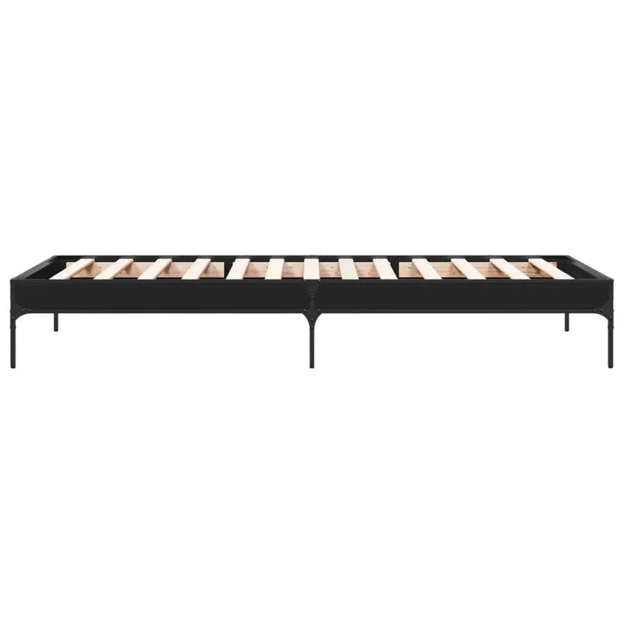 Cadre de lit sans matelas noir 75x190 cm - 5