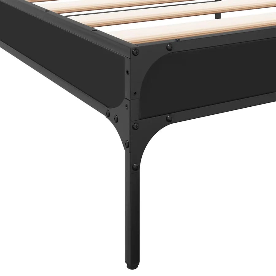 Cadre de lit sans matelas noir 75x190 cm - 7