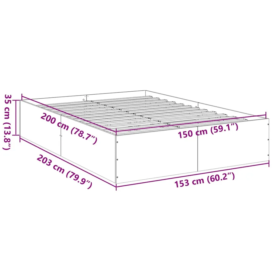 Cadre de lit sans matelas noir 150x200 cm - 10