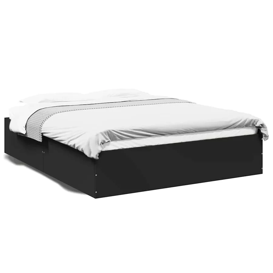 Cadre de lit sans matelas noir 150x200 cm - 2