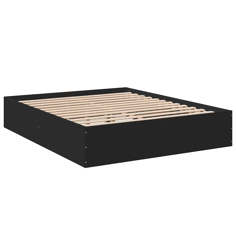 Cadre de lit sans matelas noir 150x200 cm - 3