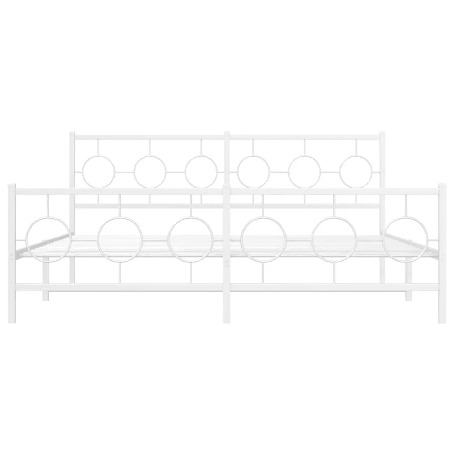 Cadre de lit métal sans matelas et pied de lit blanc 183x213 cm - 5
