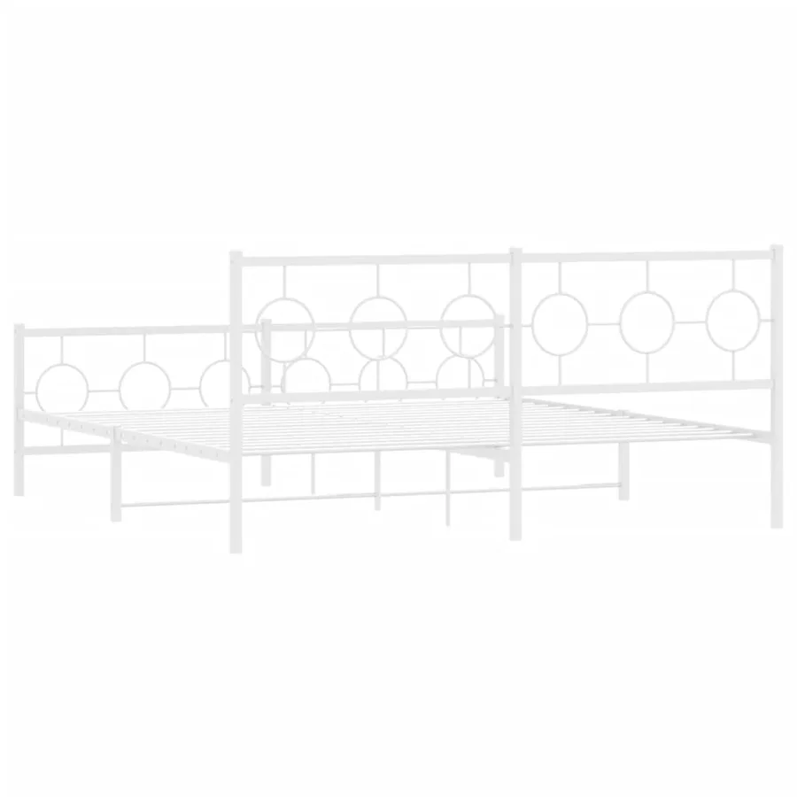 Cadre de lit métal sans matelas et pied de lit blanc 183x213 cm - 7