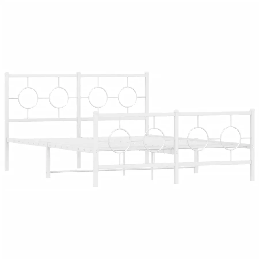 Cadre de lit métal sans matelas et pied de lit blanc 140x190 cm - 3