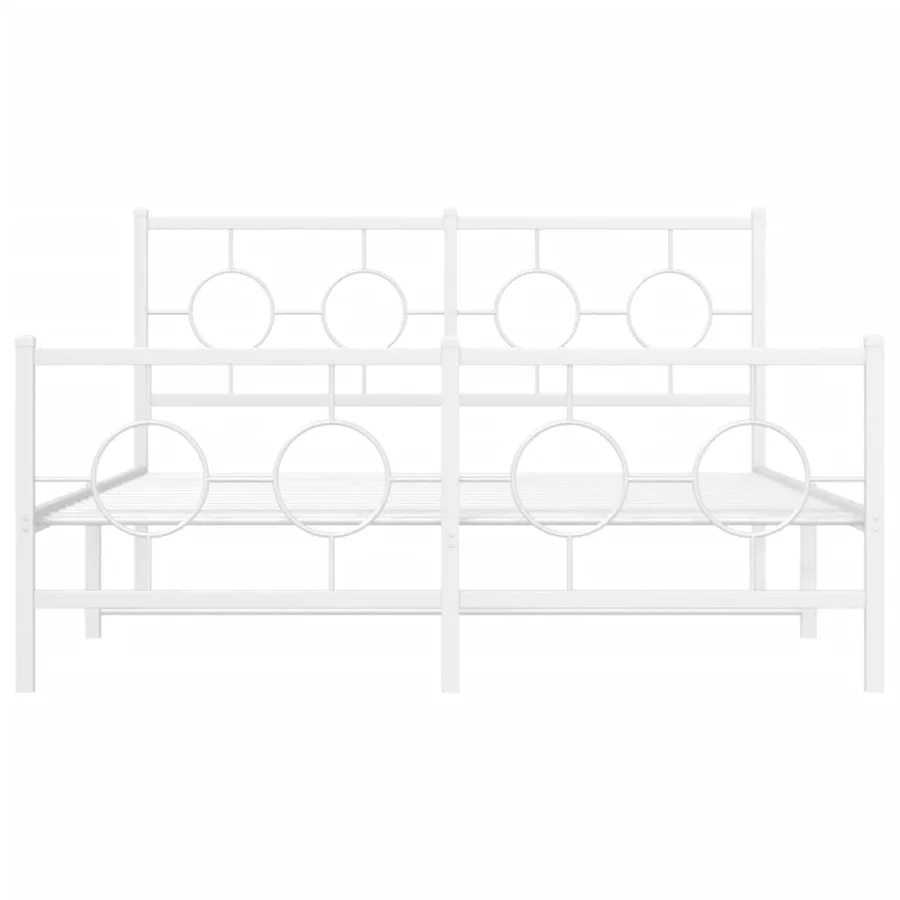 Cadre de lit métal sans matelas et pied de lit blanc 140x190 cm - 5