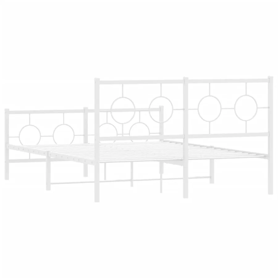 Cadre de lit métal sans matelas et pied de lit blanc 140x190 cm - 7