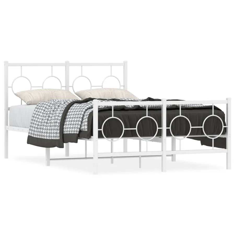 Cadre de lit métal sans matelas et pied de lit blanc 120x200 cm - 2