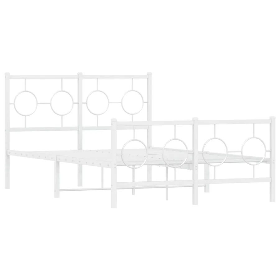 Cadre de lit métal sans matelas et pied de lit blanc 120x200 cm - 3