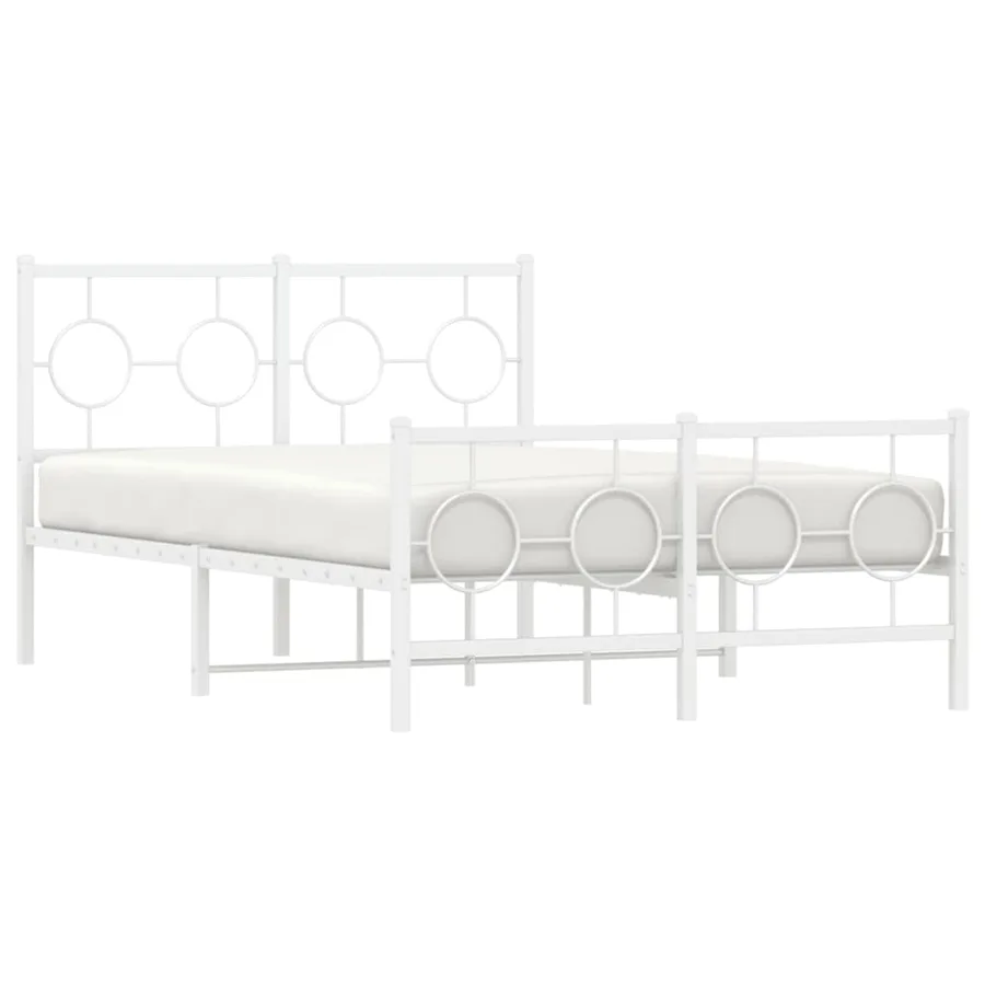 Cadre de lit métal sans matelas et pied de lit blanc 120x200 cm - 4