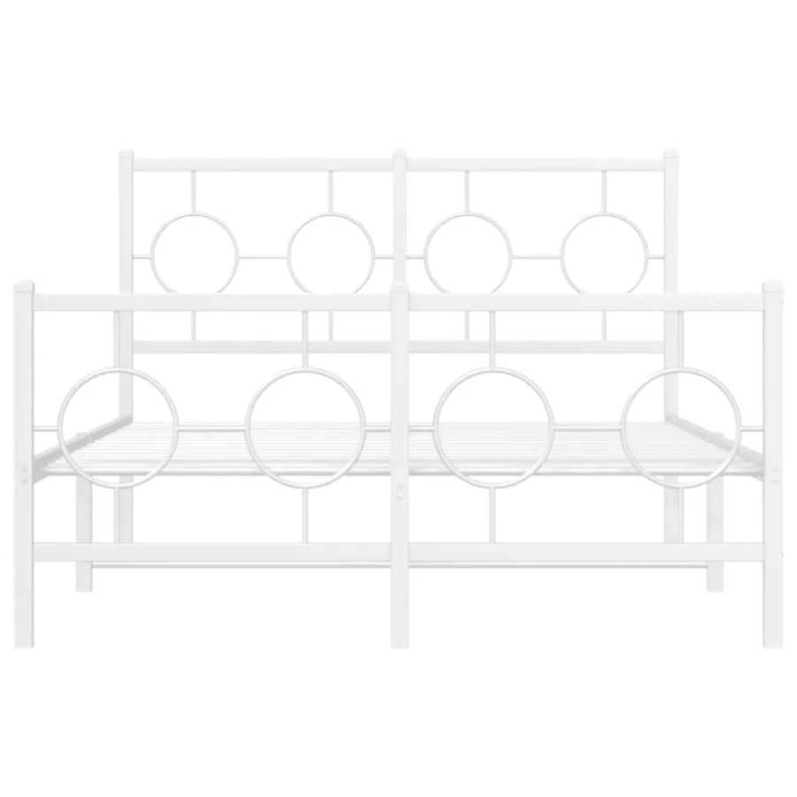 Cadre de lit métal sans matelas et pied de lit blanc 120x200 cm - 5