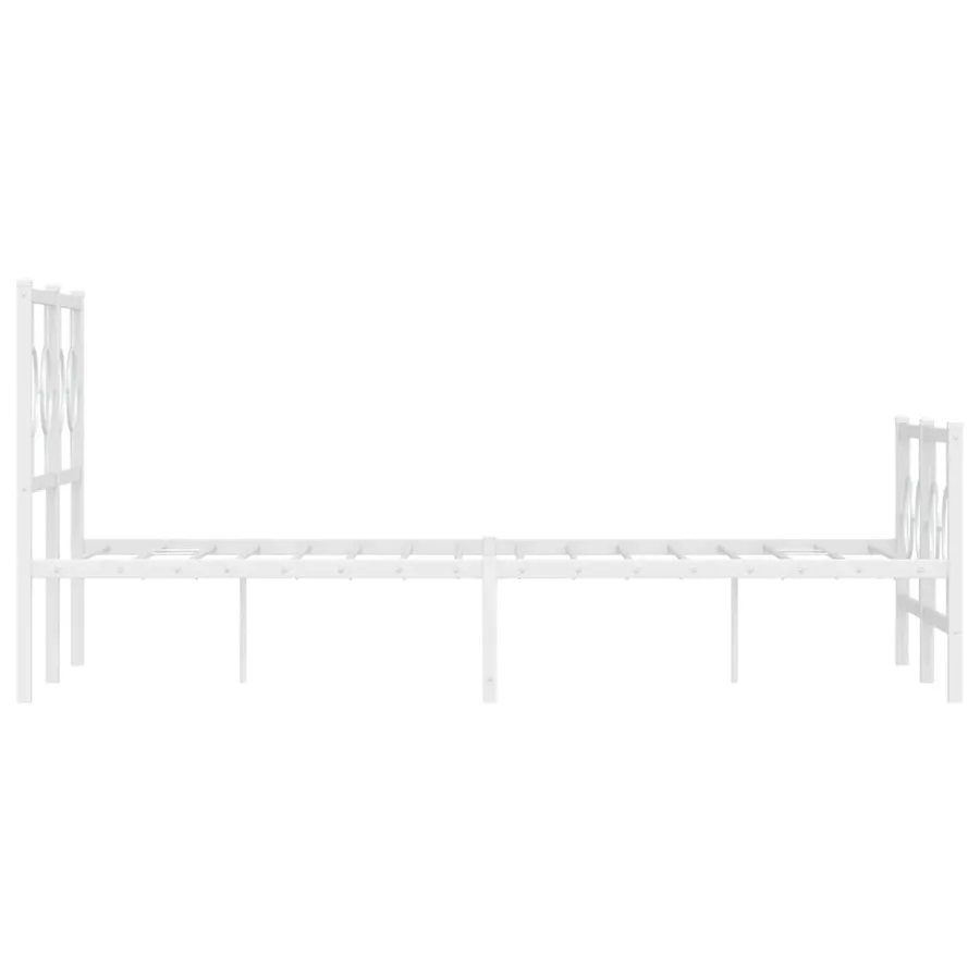 Cadre de lit métal sans matelas et pied de lit blanc 120x200 cm - 6