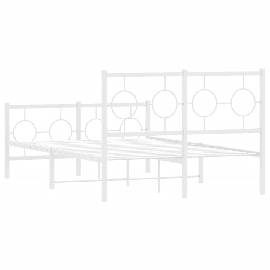 Cadre de lit métal sans matelas et pied de lit blanc 120x200 cm - 7