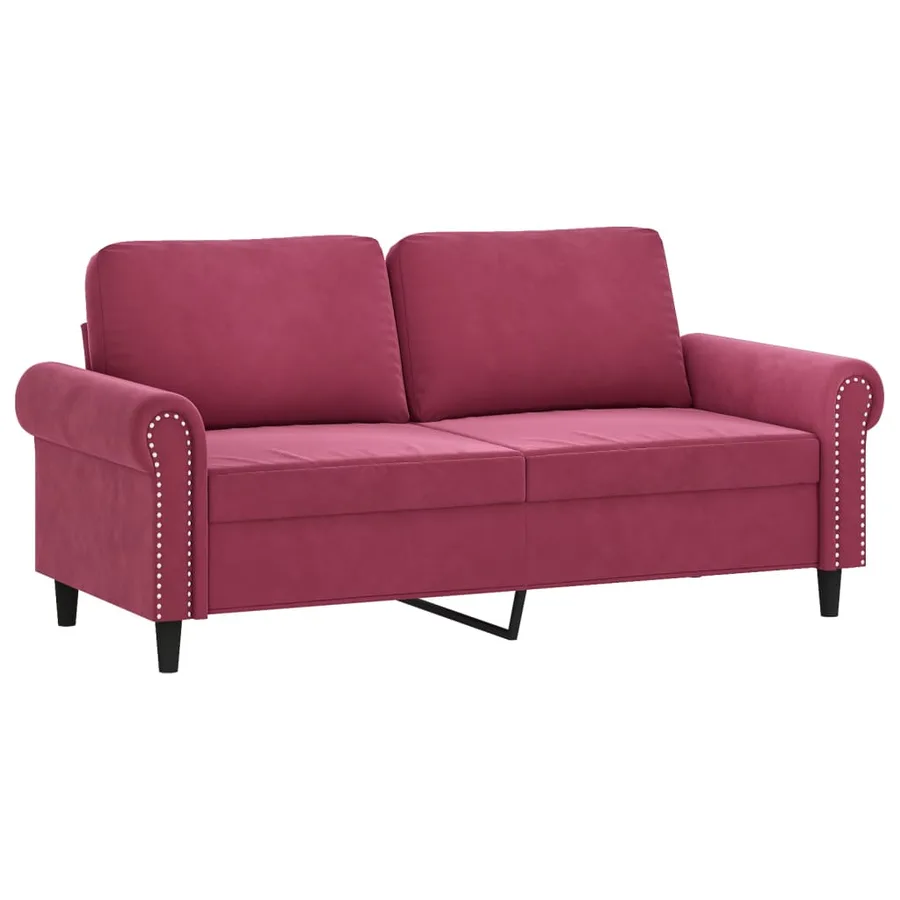 Ensemble de canapés 3 pcs avec coussins Rouge bordeaux Velours - 4
