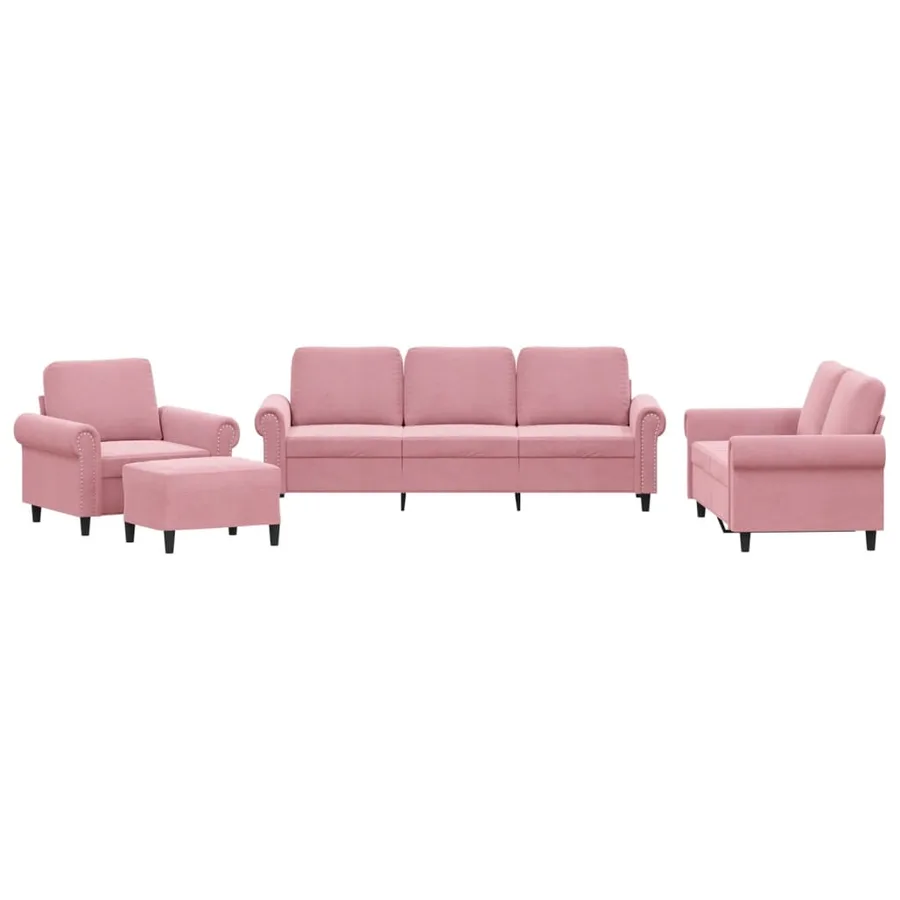 Ensemble de canapés 4 pcs avec coussins Rose Velours - 2
