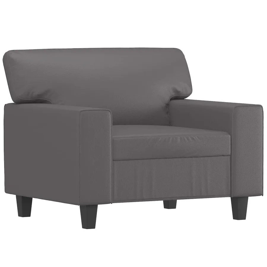 Fauteuil avec repose-pied Gris 60 cm Similicuir - 4