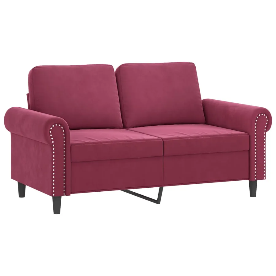 Ensemble de canapés 3 pcs avec coussins Rouge bordeaux Velours - 3