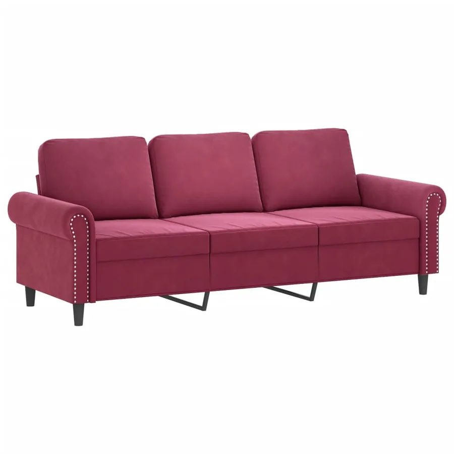 Ensemble de canapés 3 pcs avec coussins Rouge bordeaux Velours - 4