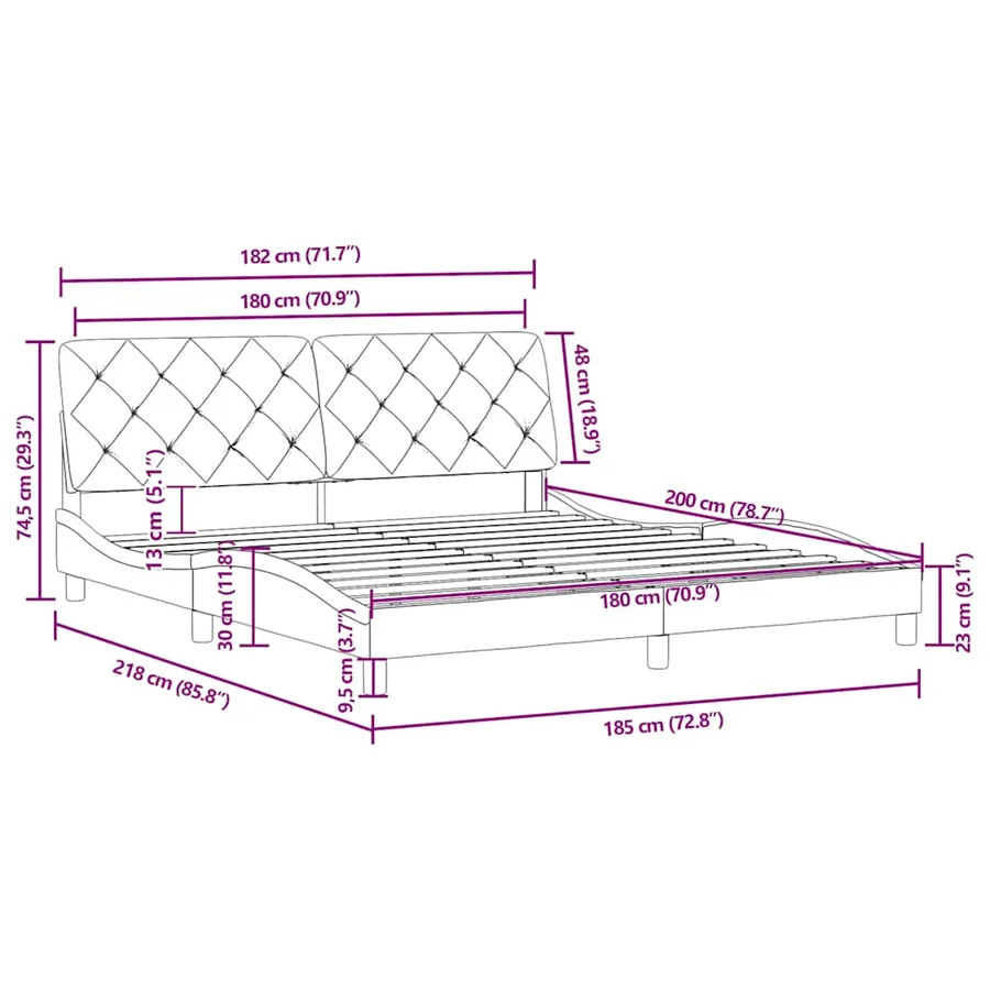Cadre de lit sans matelas rose 180x200 cm velours - 10