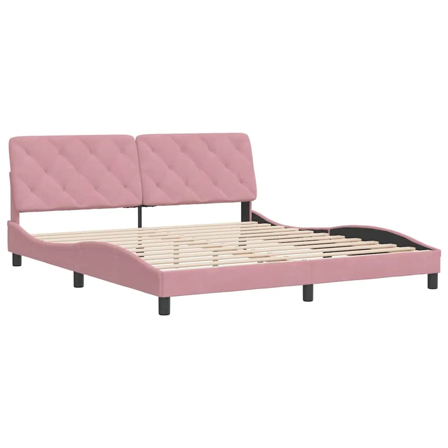 Cadre de lit sans matelas rose 180x200 cm velours - 3