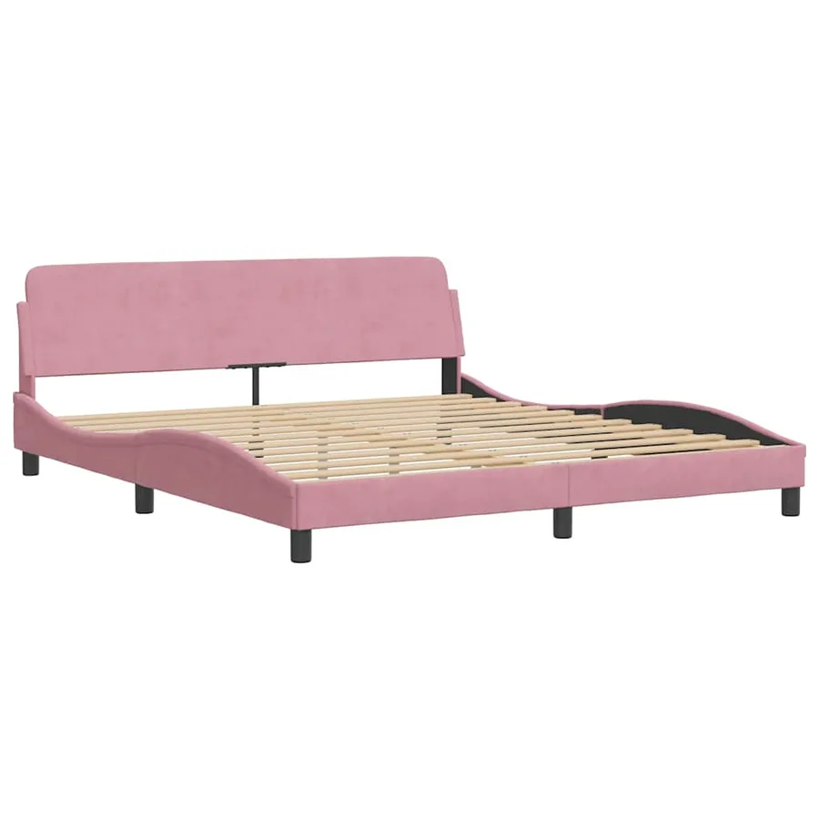 Cadre de lit sans matelas rose 180x200 cm velours - 4