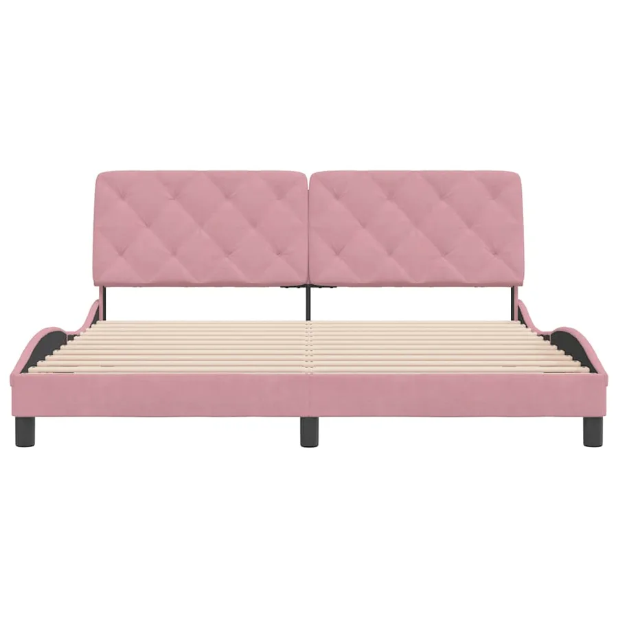 Cadre de lit sans matelas rose 180x200 cm velours - 5