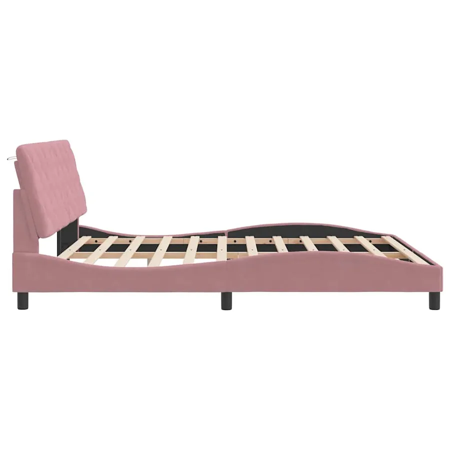 Cadre de lit sans matelas rose 180x200 cm velours - 6