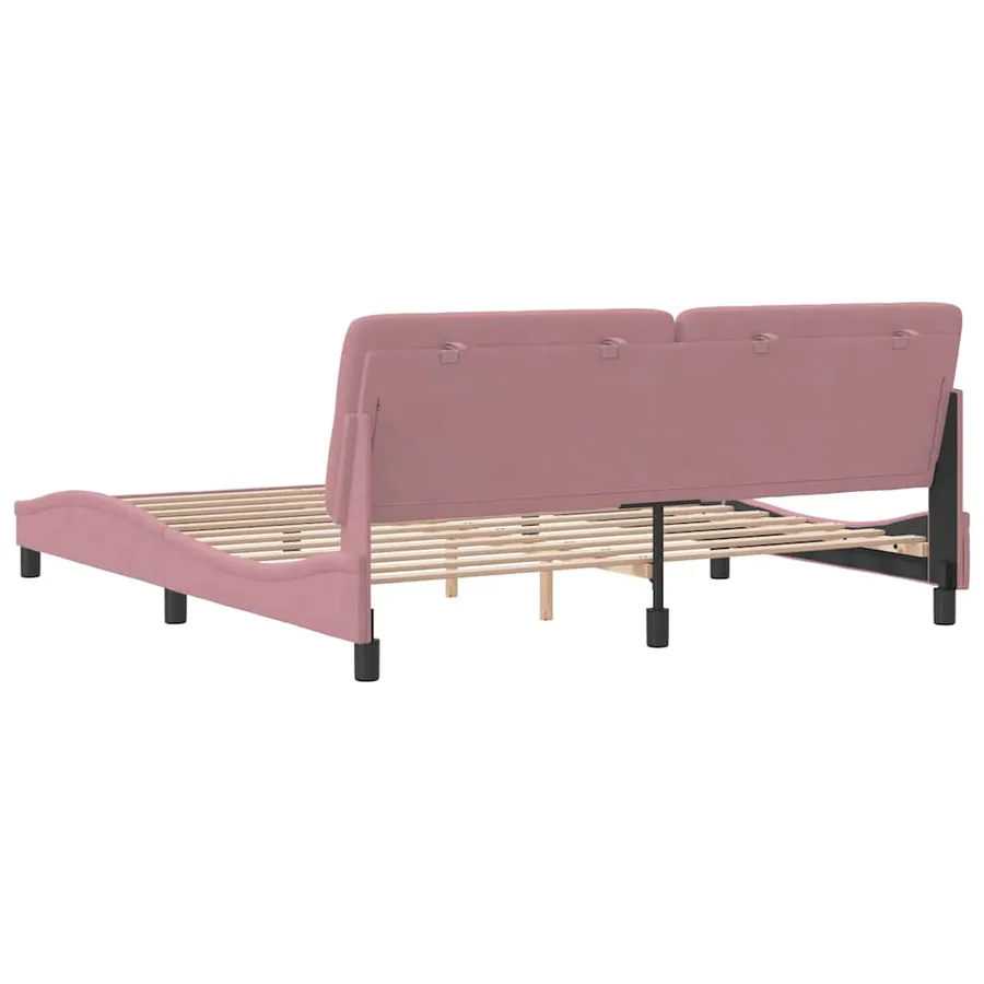 Cadre de lit sans matelas rose 180x200 cm velours - 7