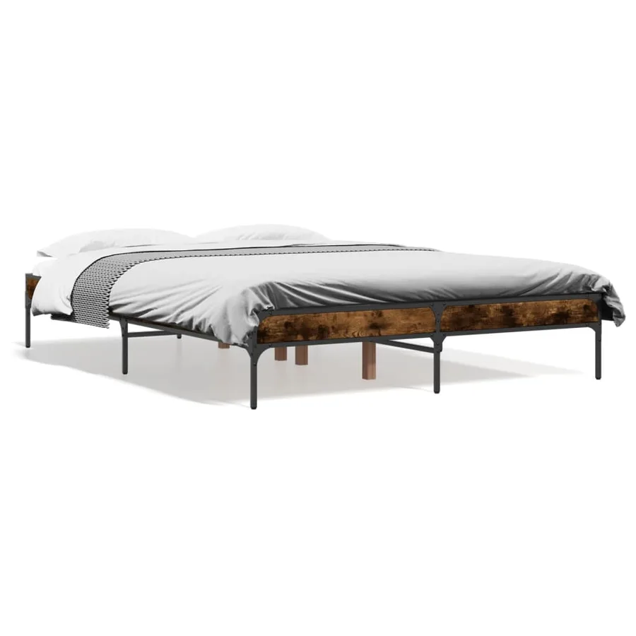 Cadre de lit sans matelas chêne fumé 120x200 cm - 2