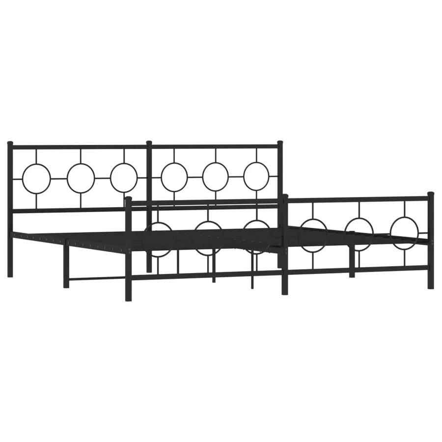 Cadre de lit métal sans matelas avec pied de lit noir 200x200cm - 3