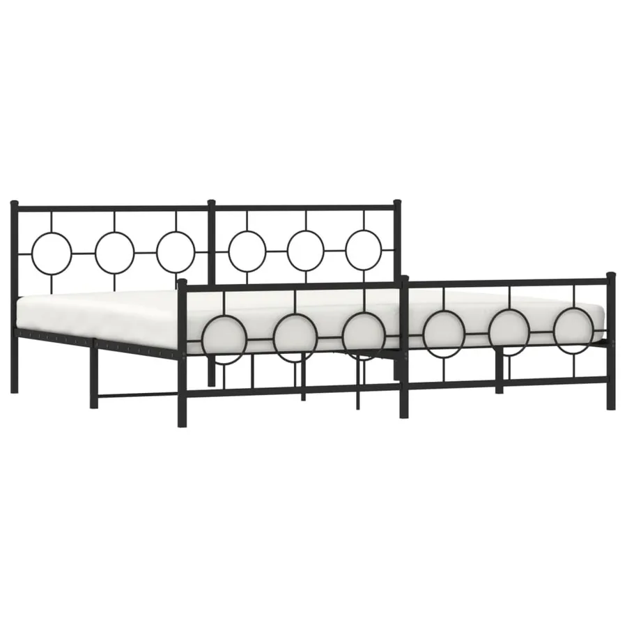 Cadre de lit métal sans matelas avec pied de lit noir 200x200cm - 4