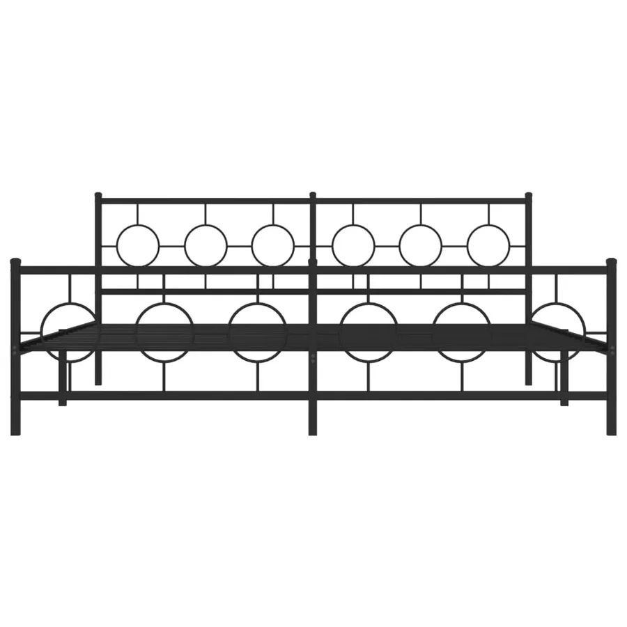 Cadre de lit métal sans matelas avec pied de lit noir 200x200cm - 5