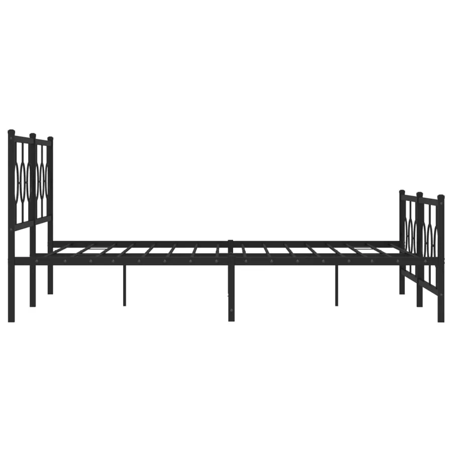 Cadre de lit métal sans matelas avec pied de lit noir 200x200cm - 6
