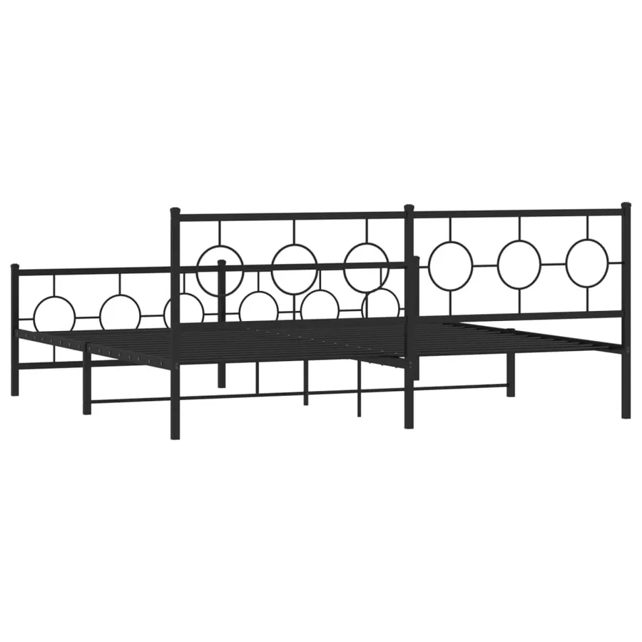 Cadre de lit métal sans matelas avec pied de lit noir 200x200cm - 7