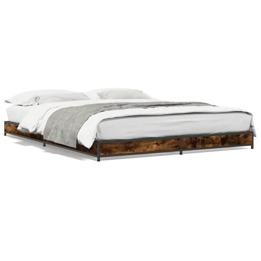 Cadre de lit sans matelas chêne fumé 120x200 cm - 2
