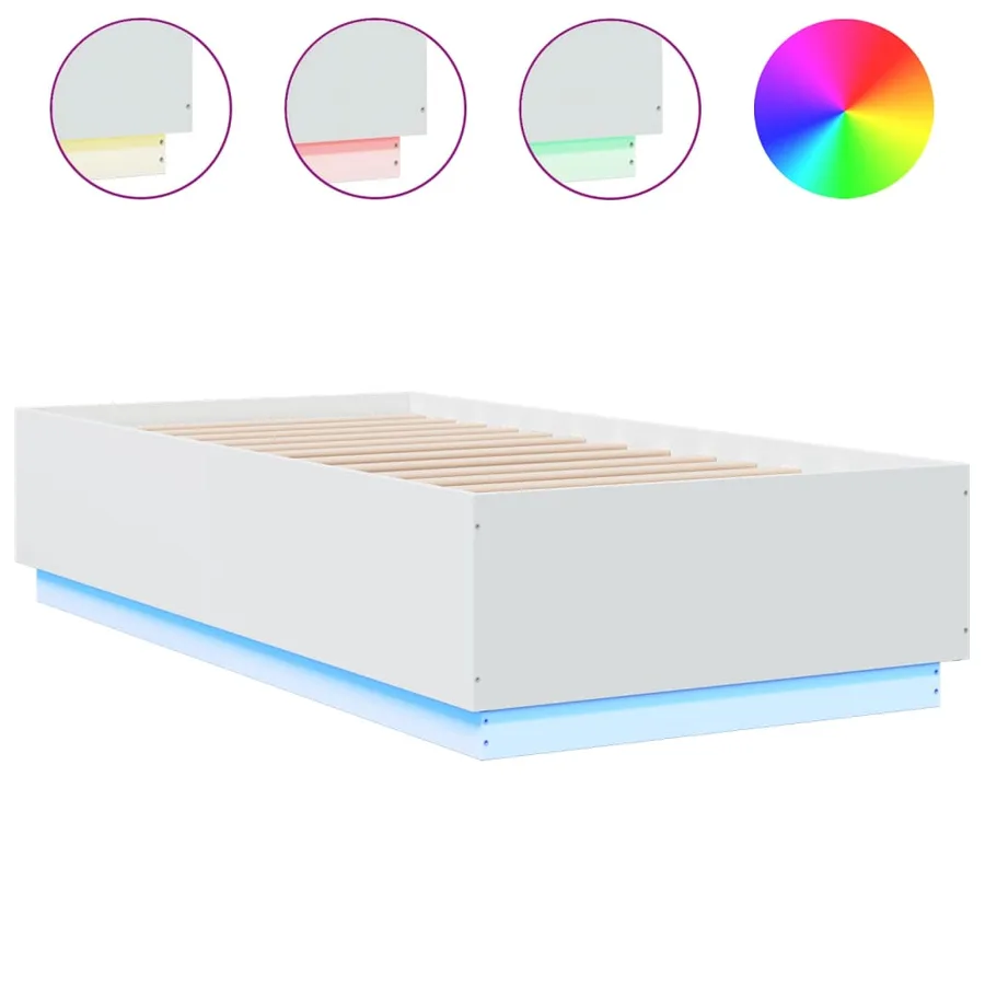 Cadre de lit avec LED sans matelas blanc 90x190 cm - 2