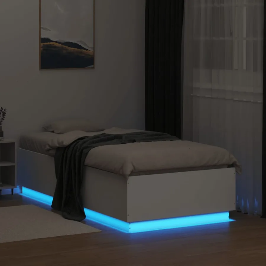 Cadre de lit avec LED sans matelas blanc 90x190 cm - 4