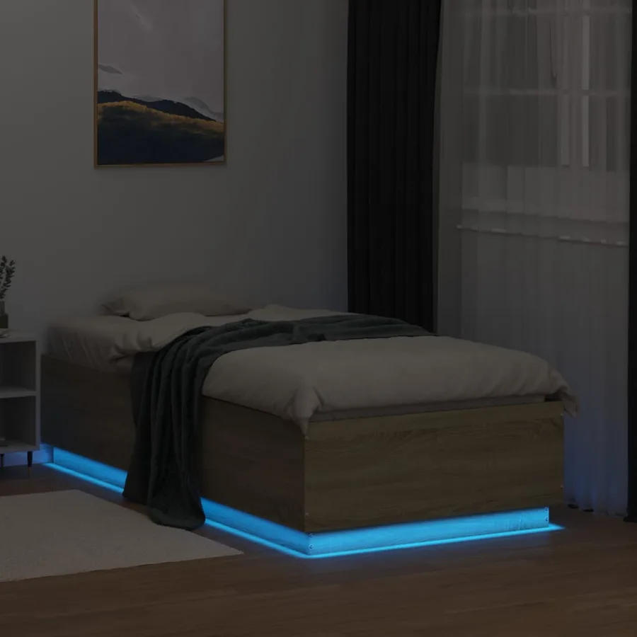 Cadre de lit avec LED sans matelas chêne sonoma 90x190 cm - 4