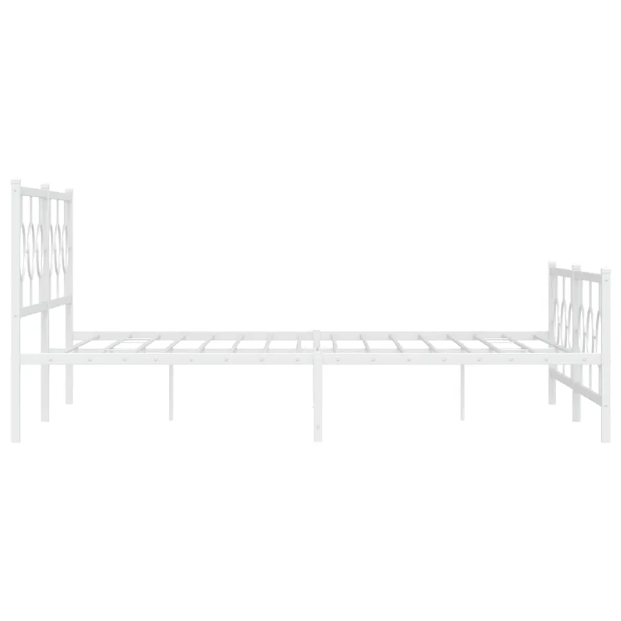 Cadre de lit métal sans matelas et pied de lit blanc 200x200 cm - 6